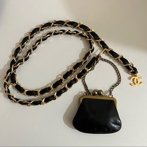 chanel vintage black belt bag